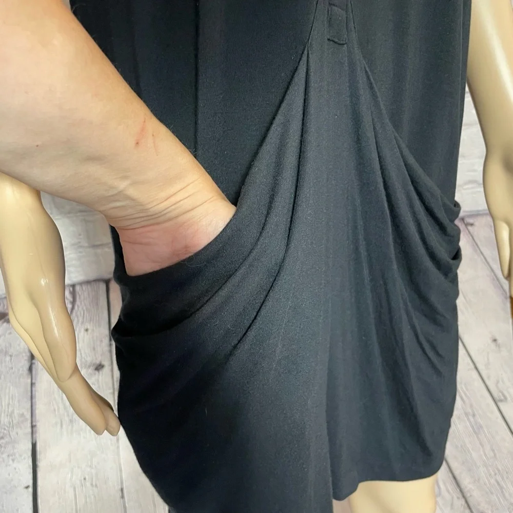 Theory Black Short Sleeve Jersey Shirt Dress Size M - Picture 6 of 9